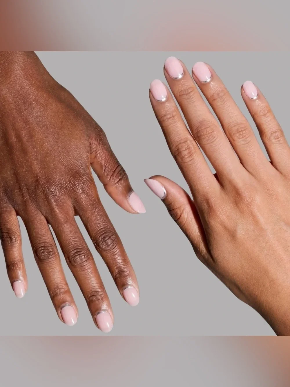 Glamnetic Press On Nails Short Almond Shape SILVER BELLE NIB